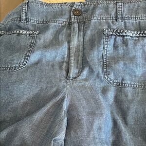 I.N. Studio Blue Chambray Wide Leg Cropped Pant Size 16